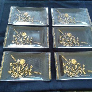 6 Mid Century David Douglas Glass Trays-Vintage